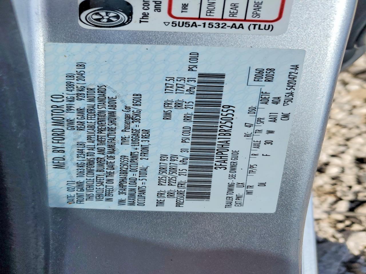 2011 FORD FUSION SE photo 23
