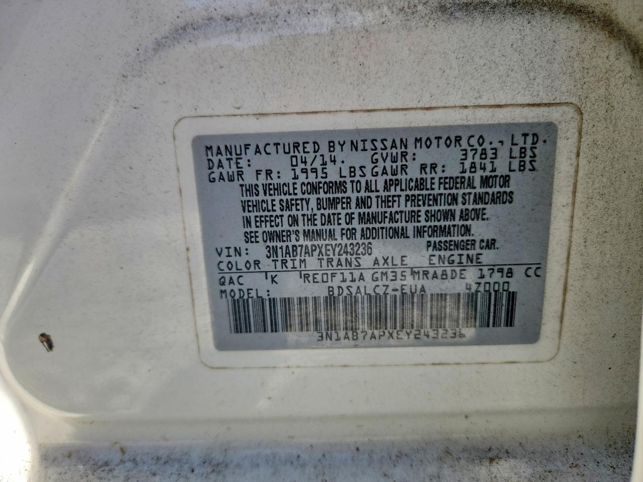2014 NISSAN SENTRA S photo 34