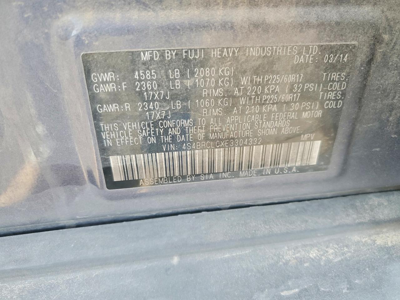 2014 SUBARU OUTBACK 2.5I LIMITED photo 34