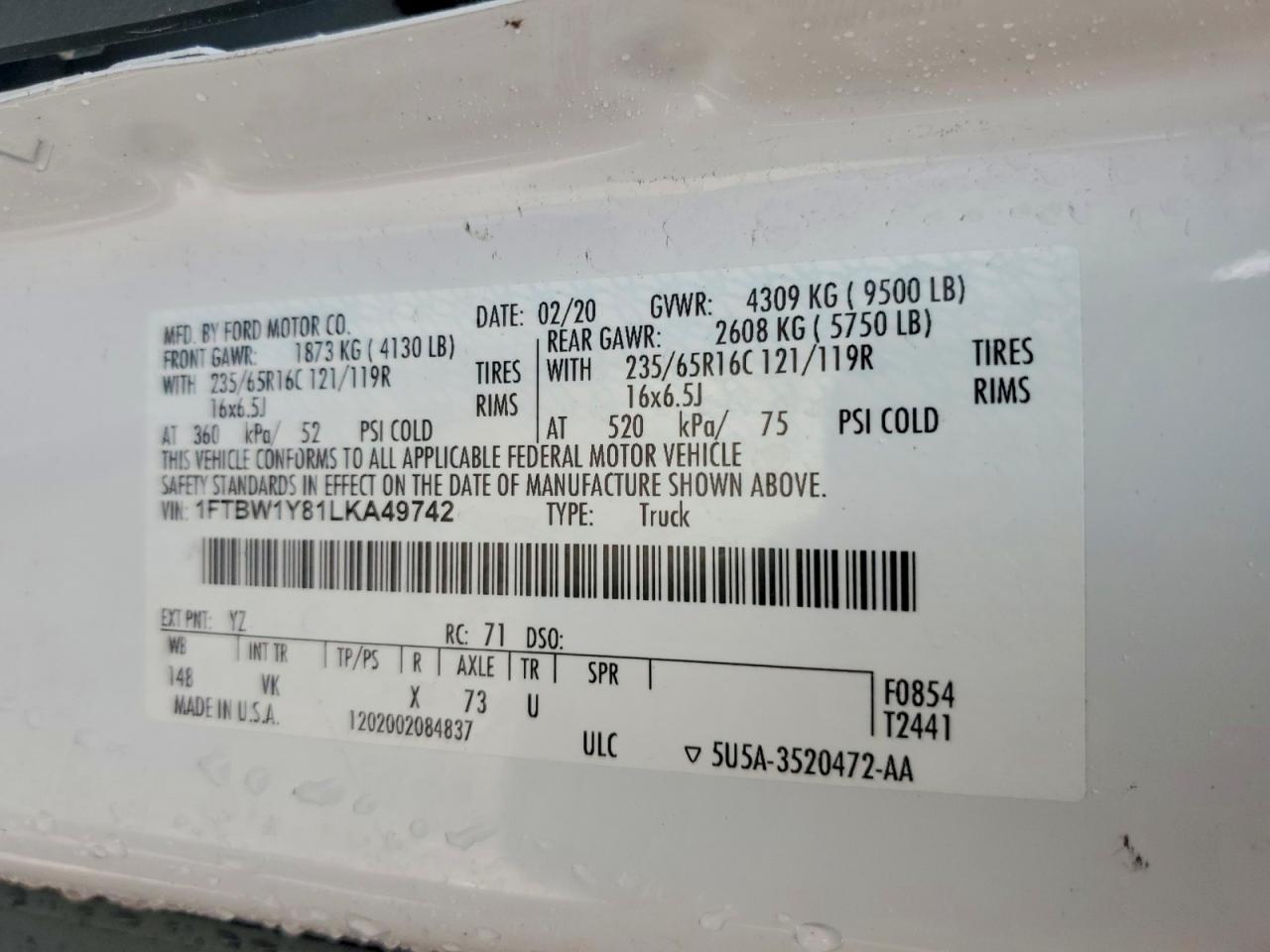 2020 FORD TRANSIT 350 REFRIGERATED DELIVERY VAN photo 27