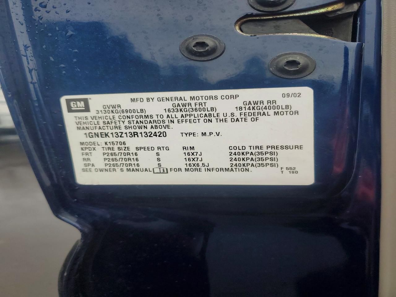 2003 CHEVROLET TAHOE K1500 photo 23