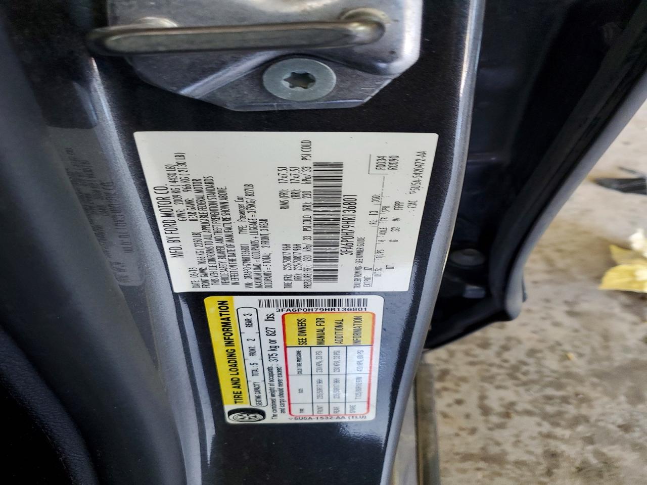 2017 FORD FUSION SE photo 25
