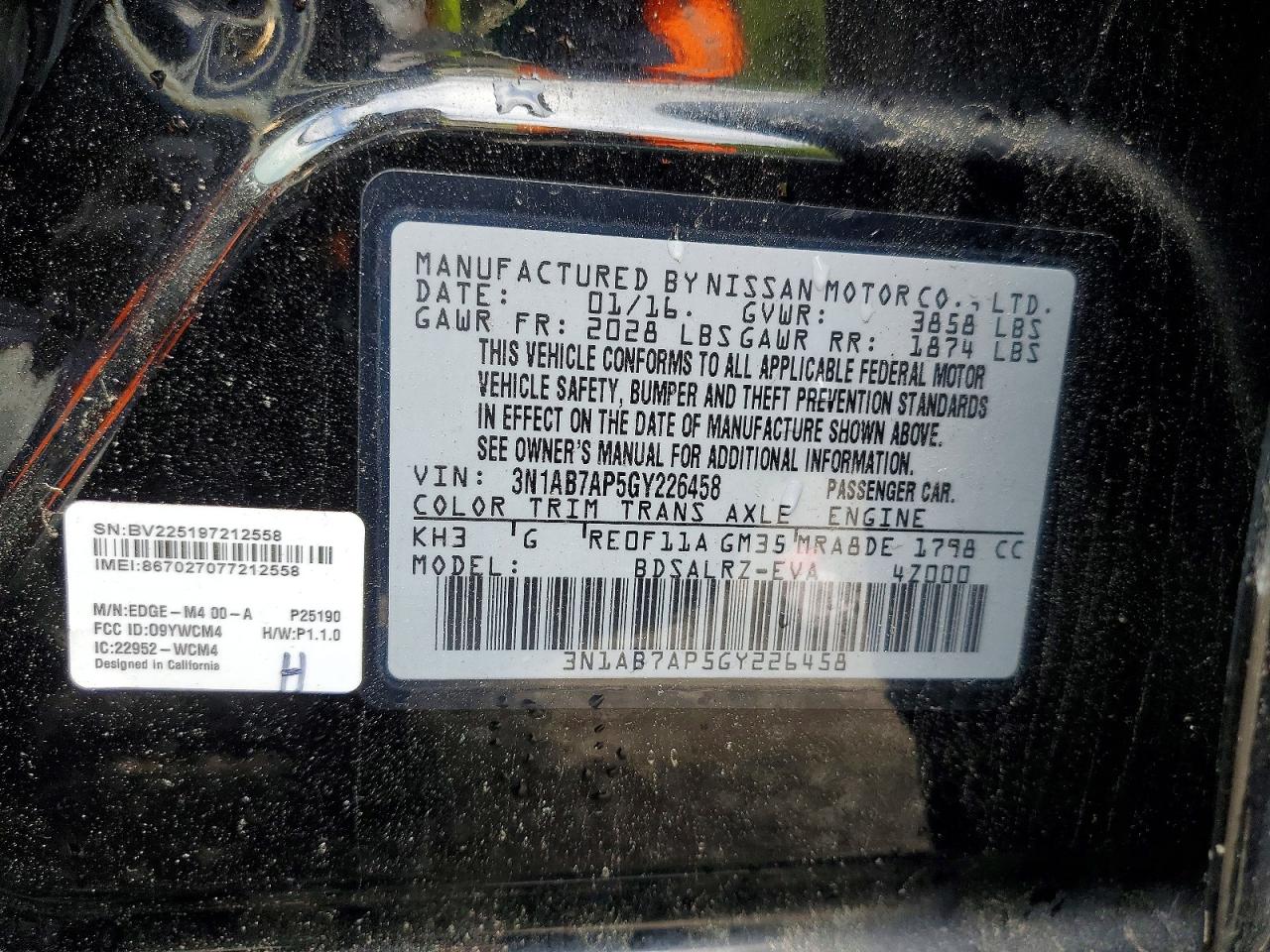 2016 NISSAN SENTRA SR photo 34