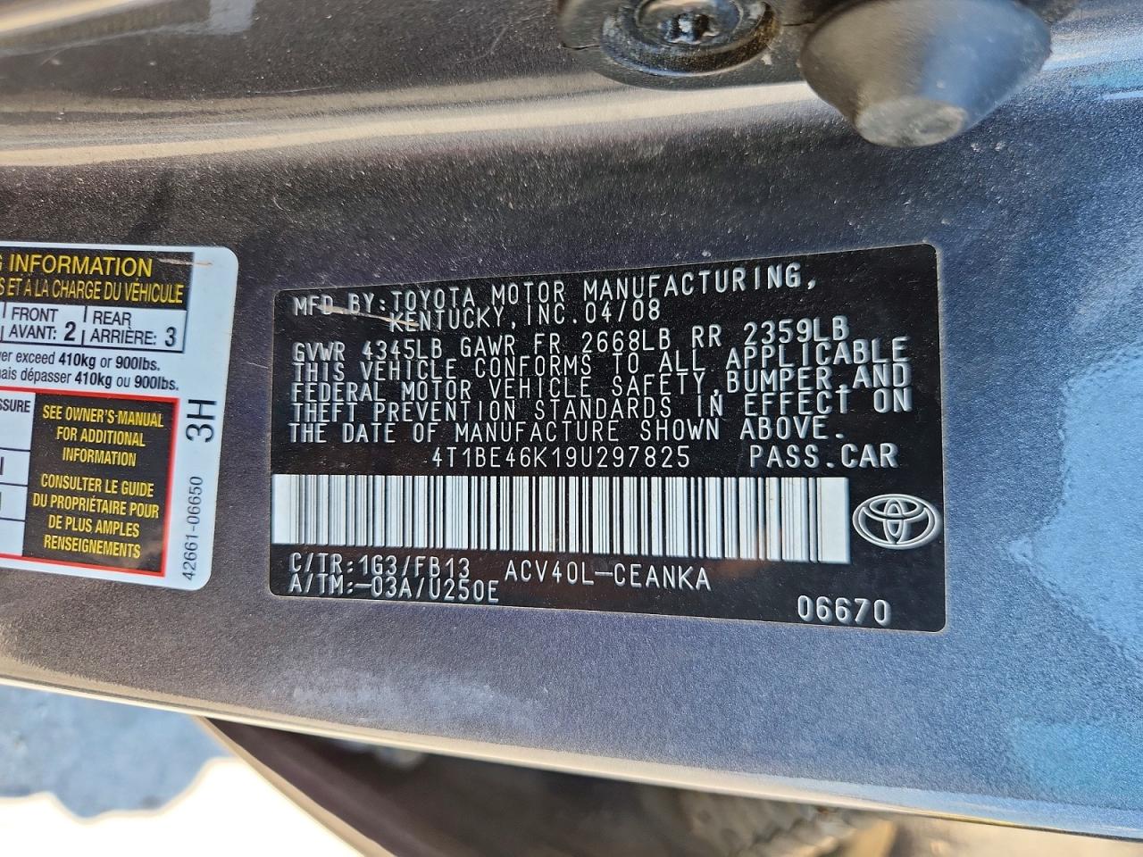 2009 TOYOTA CAMRY LE photo 34