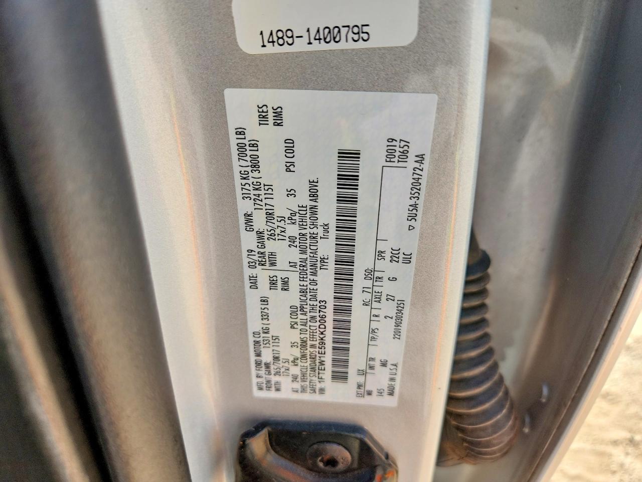 2019 FORD F150 SUPERCREW photo 12
