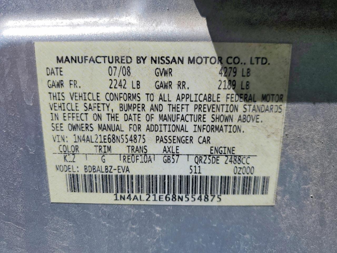 2008 NISSAN ALTIMA 2.5 photo 34