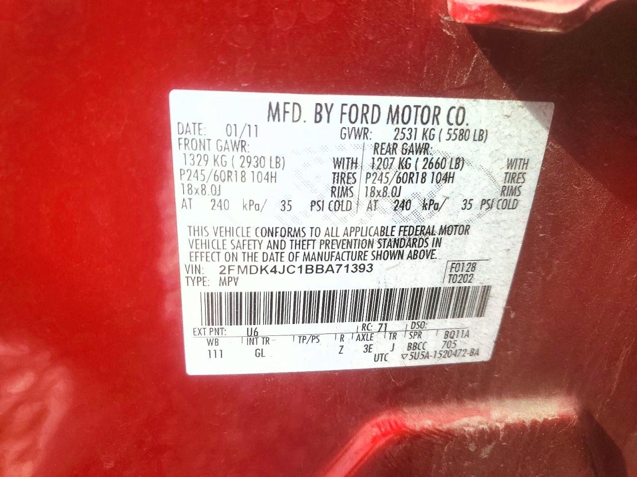 2011 FORD EDGE SEL photo 25