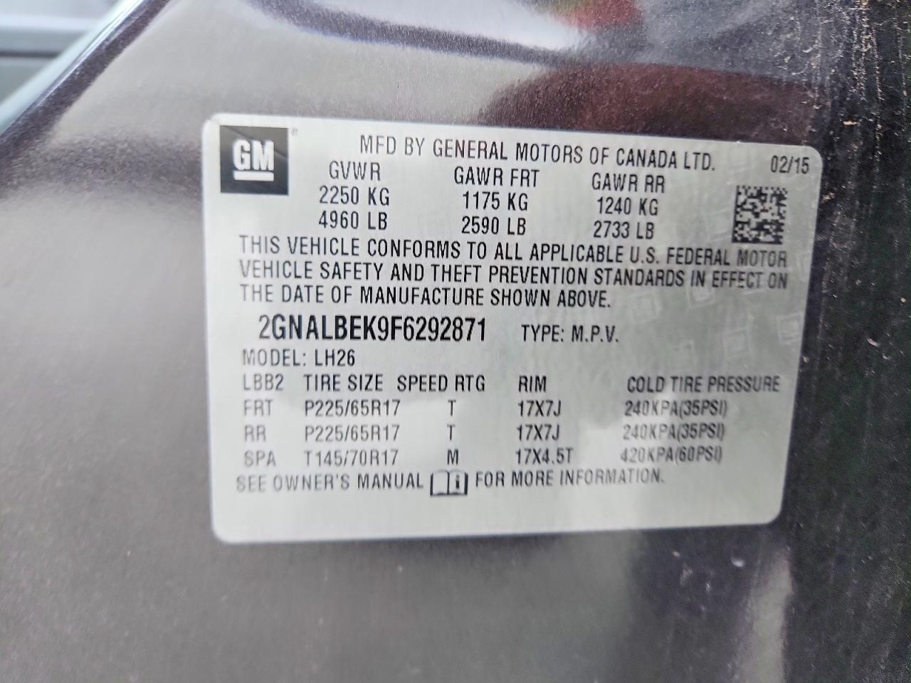 2015 CHEVROLET EQUINOX LT photo 25