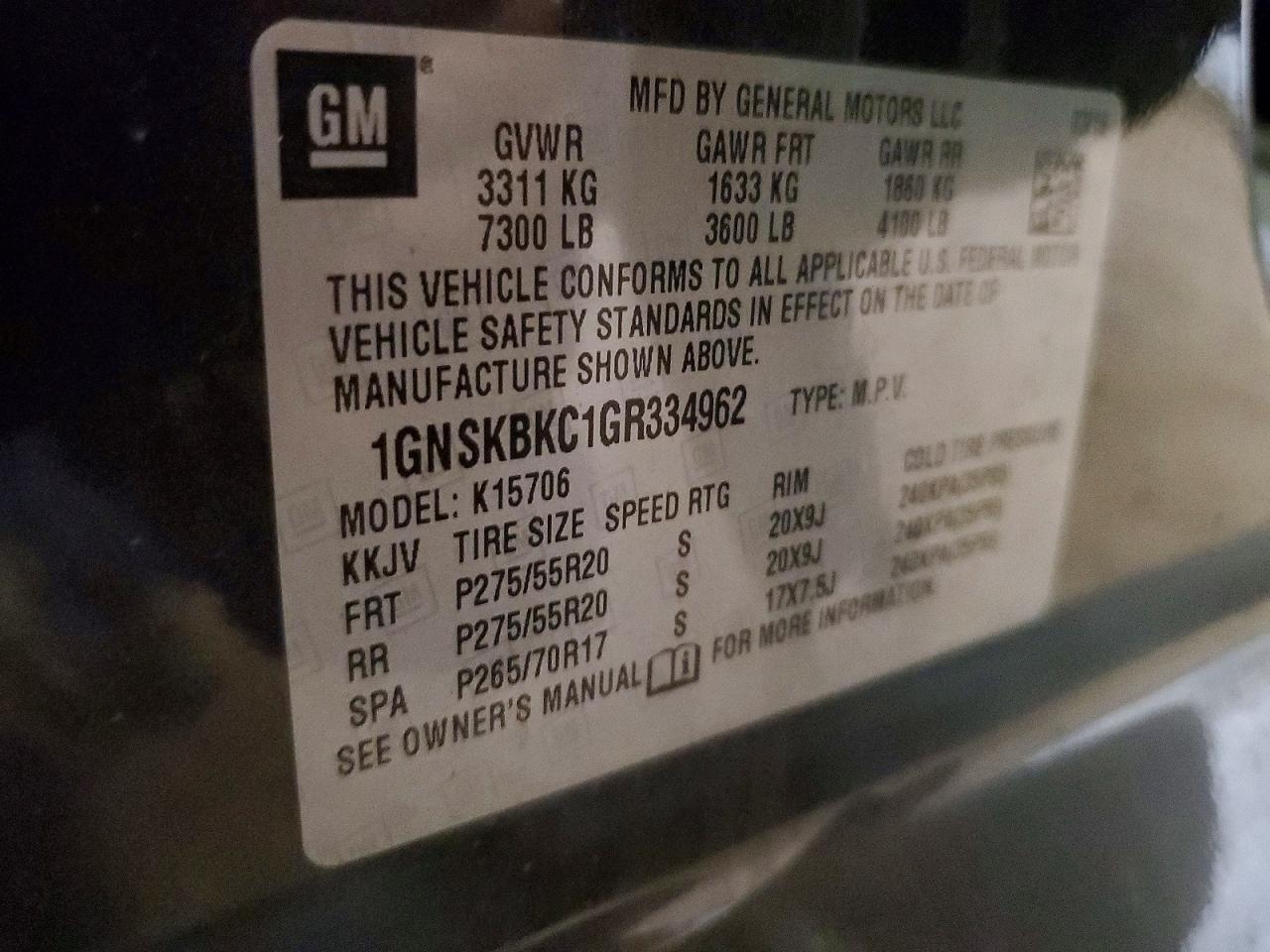 2016 CHEVROLET TAHOE K1500 LT photo 23