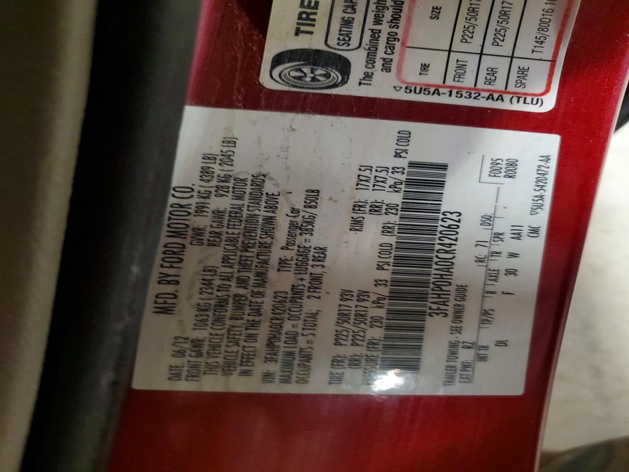 2012 FORD FUSION SE photo 23