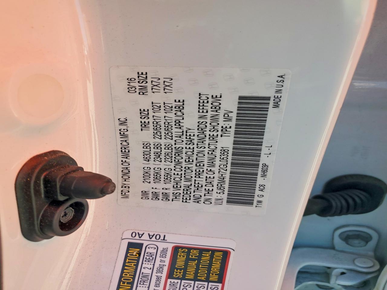 2016 HONDA CR-V EXL photo 37