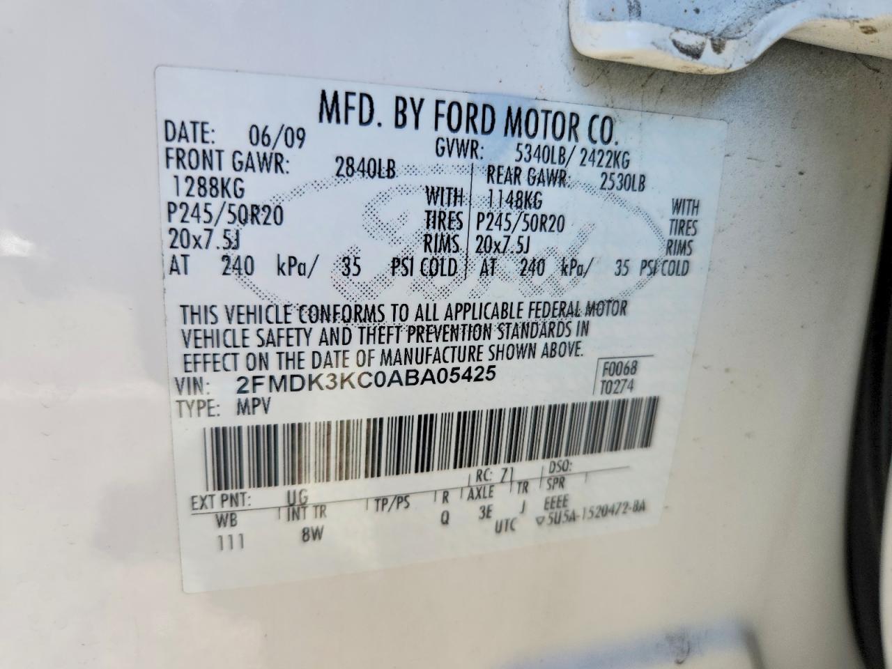 2010 FORD EDGE LIMITED photo 25