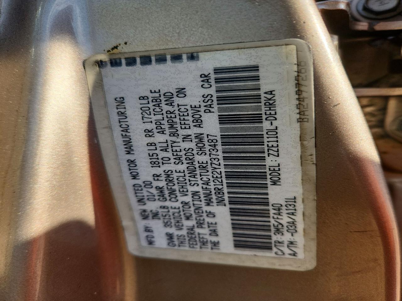 2000 TOYOTA COROLLA VE photo 25