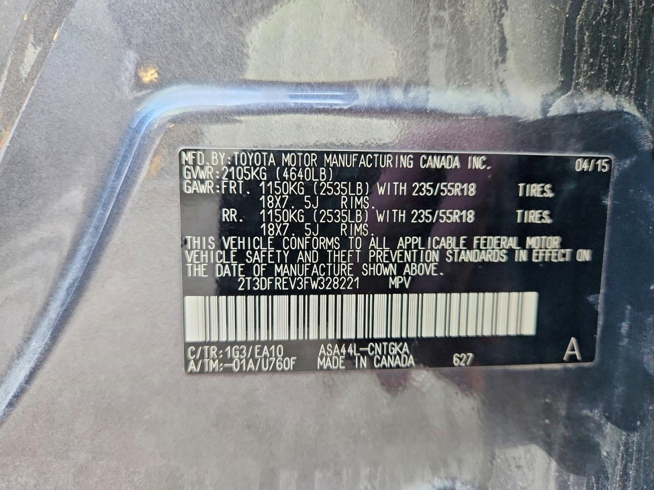 2015 TOYOTA RAV4 LIMITED photo 13