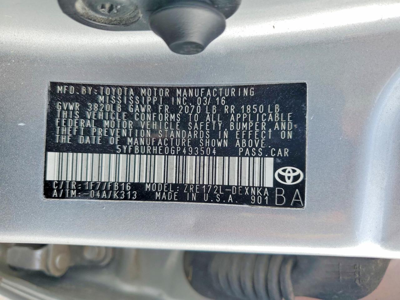 2016 TOYOTA COROLLA LE photo 23