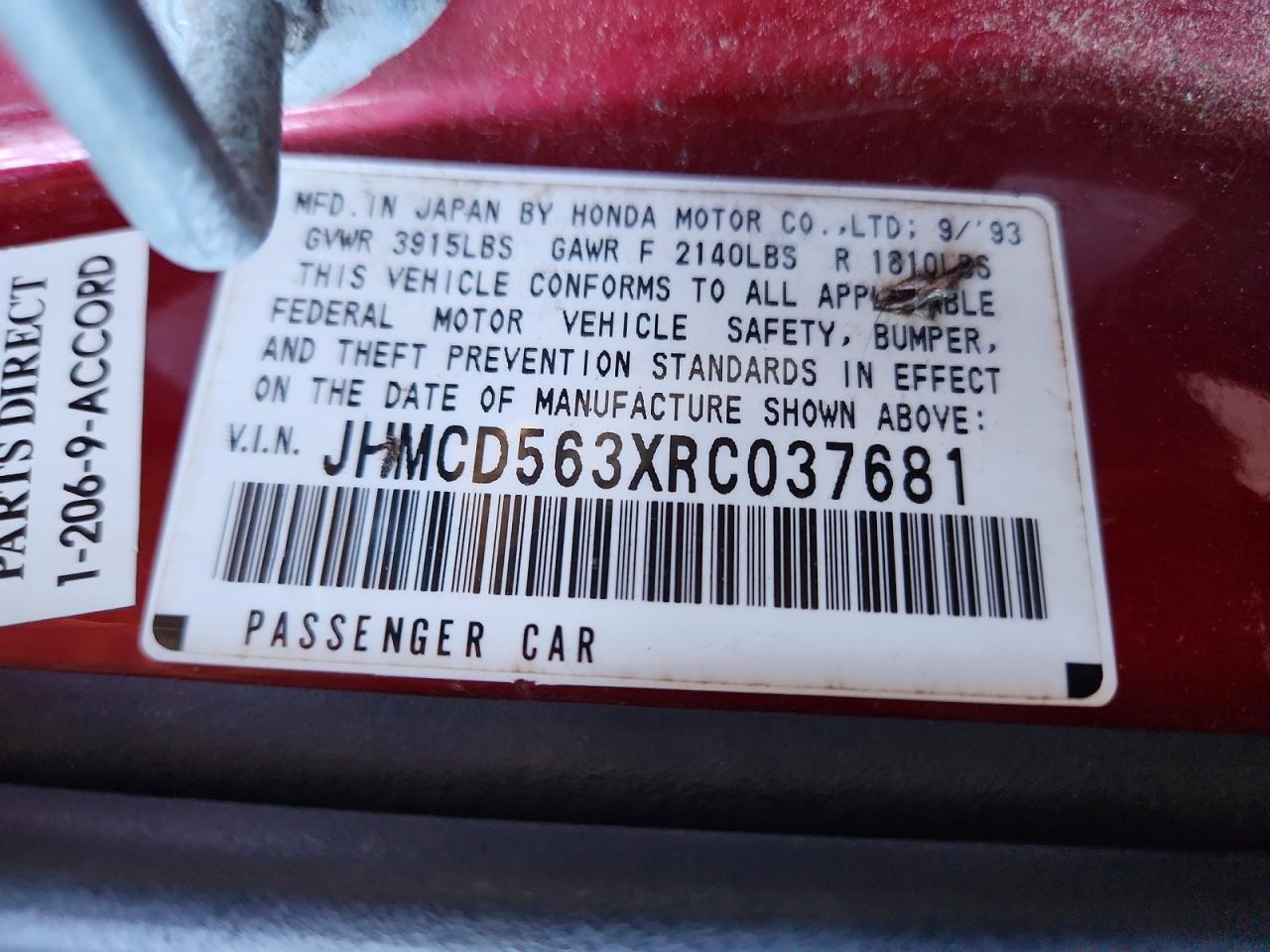 1994 HONDA ACCORD LX photo 34