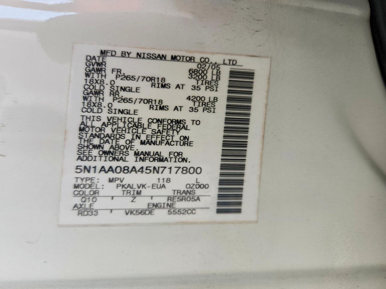 2005 NISSAN ARMADA SE photo 27