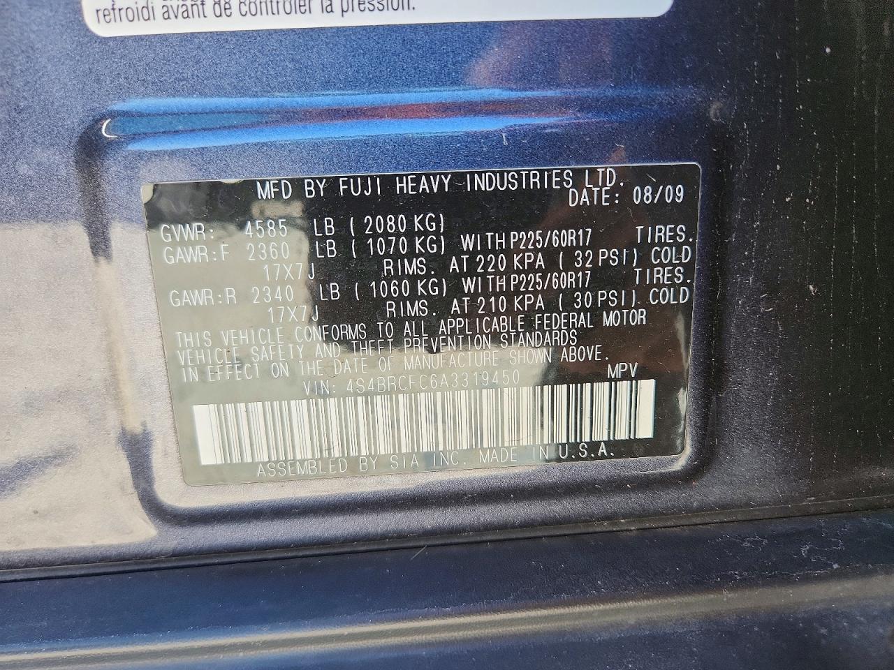 2010 SUBARU OUTBACK 2.5I PREMIUM photo 37