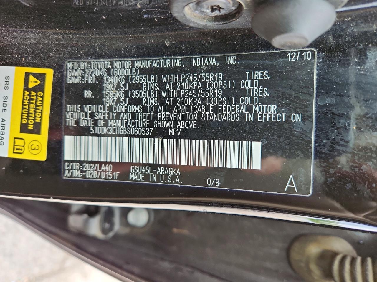 2011 TOYOTA HIGHLANDER LIMITED photo 37
