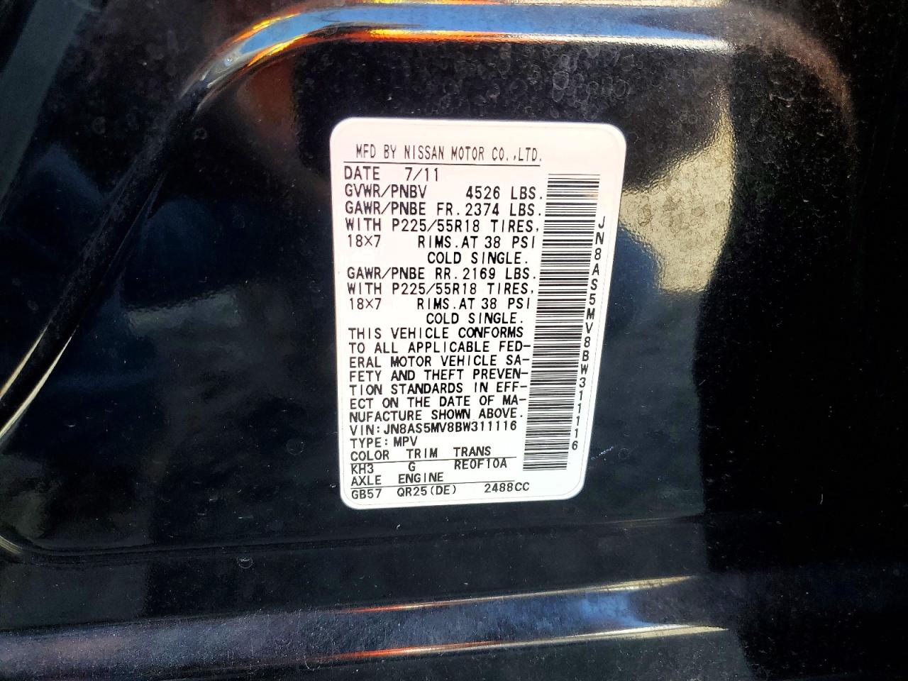 2011 NISSAN ROGUE S photo 37