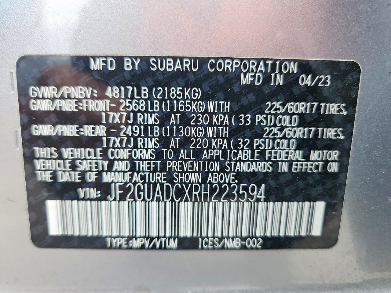2024 SUBARU CROSSTREK PREMIUM photo 23