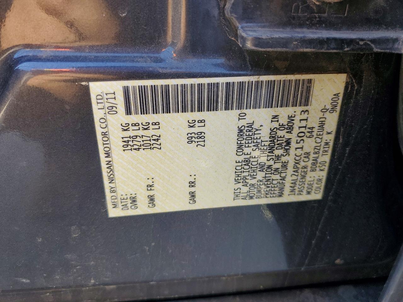 2012 NISSAN ALTIMA 2.5 photo 12