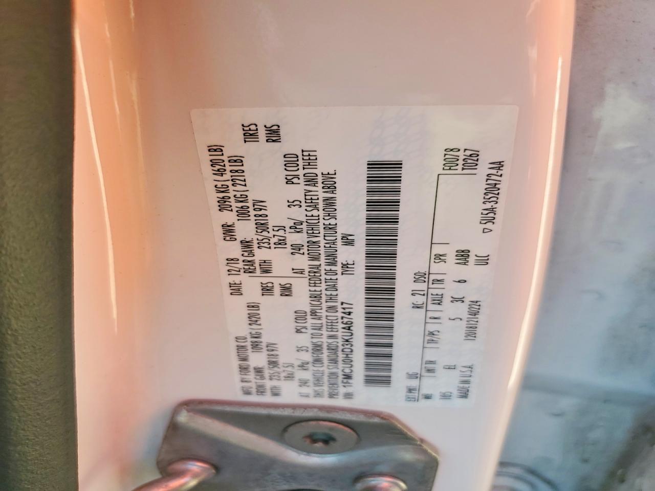 2019 FORD ESCAPE SEL photo 34