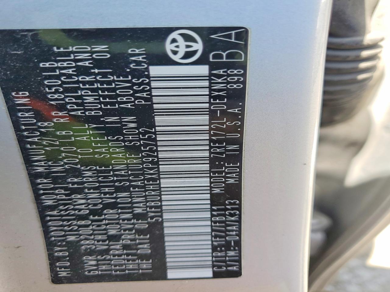2019 TOYOTA COROLLA LE photo 23