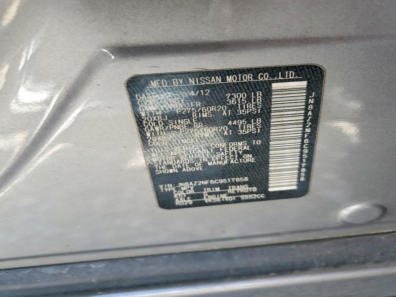 2012 INFINITI QX56 BASE photo 12