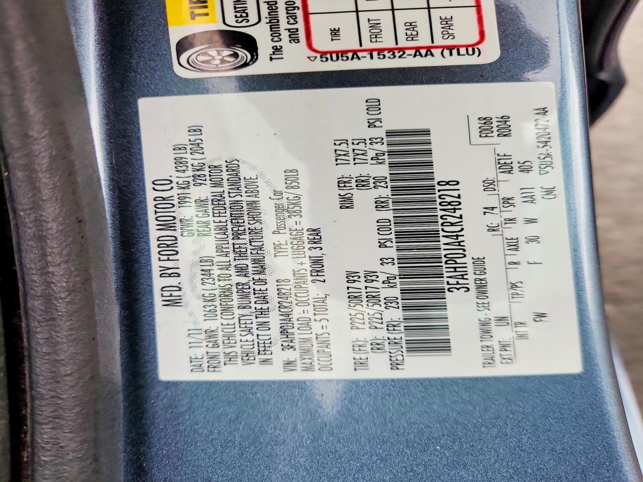2012 FORD FUSION SEL photo 23