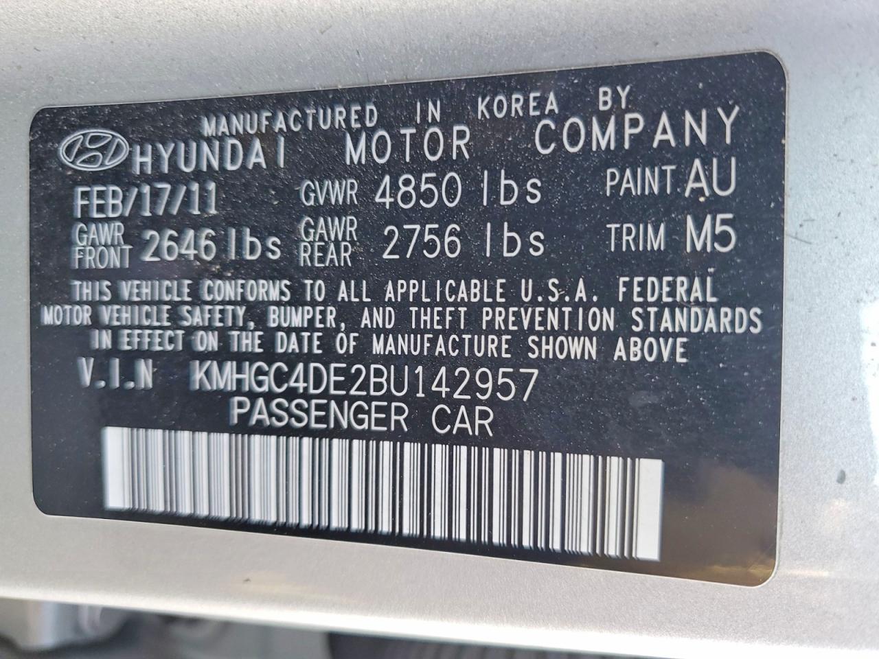 2011 HYUNDAI GENESIS 3.8L photo 37