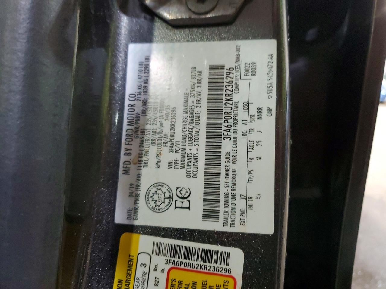 2019 FORD FUSION TITANIUM photo 34
