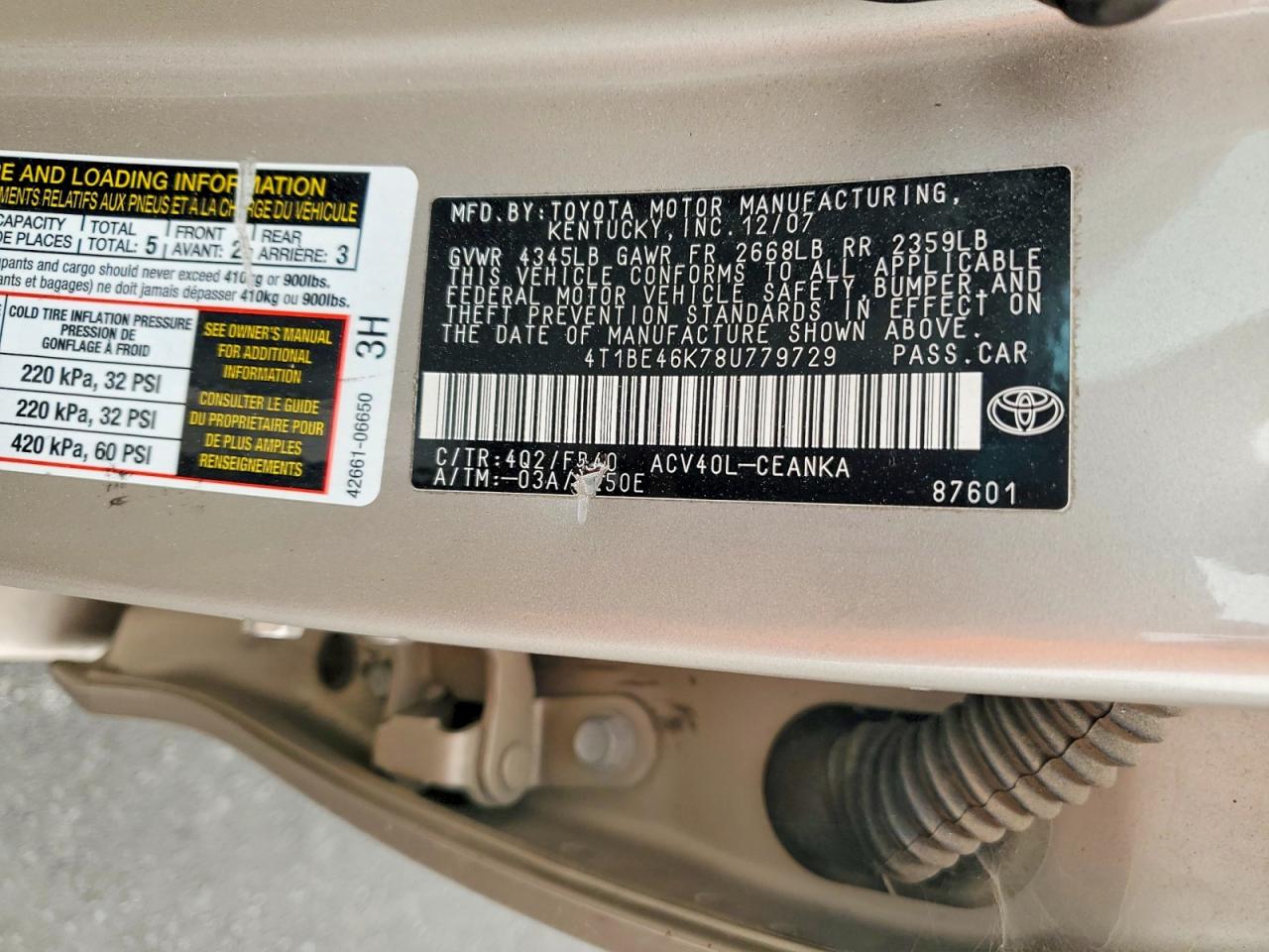 2008 TOYOTA CAMRY BASE photo 34