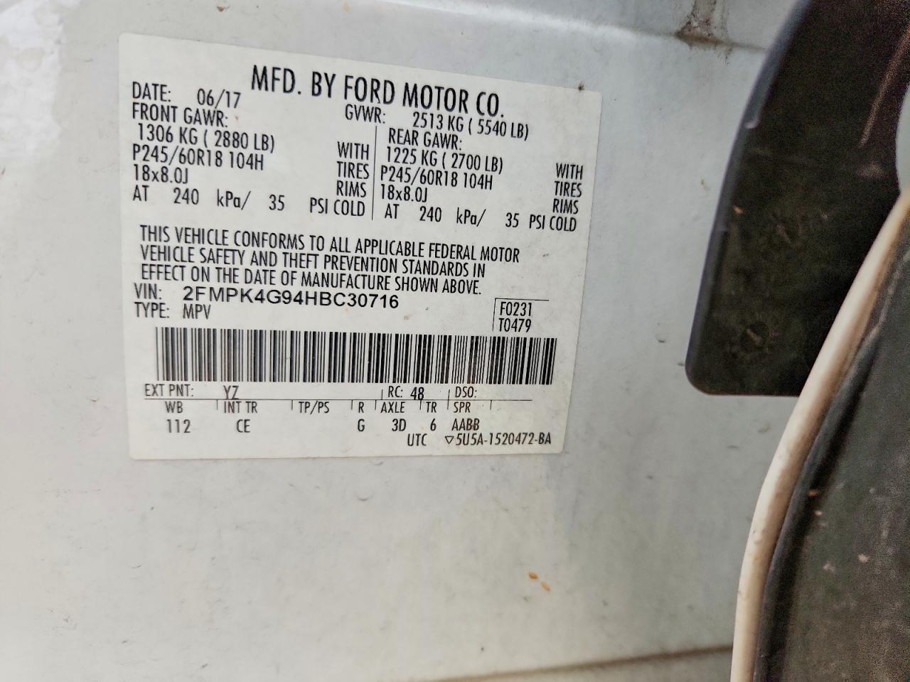 2017 FORD EDGE SE photo 13
