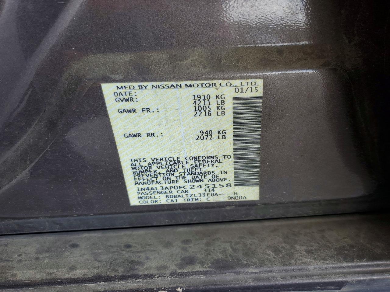 2015 NISSAN ALTIMA 2.5 SV photo 34