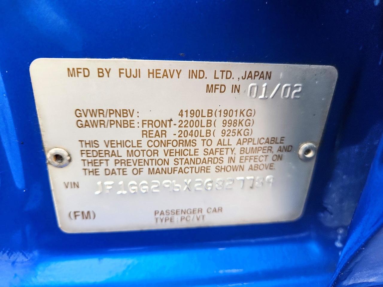 2002 SUBARU IMPREZA WRX photo 12