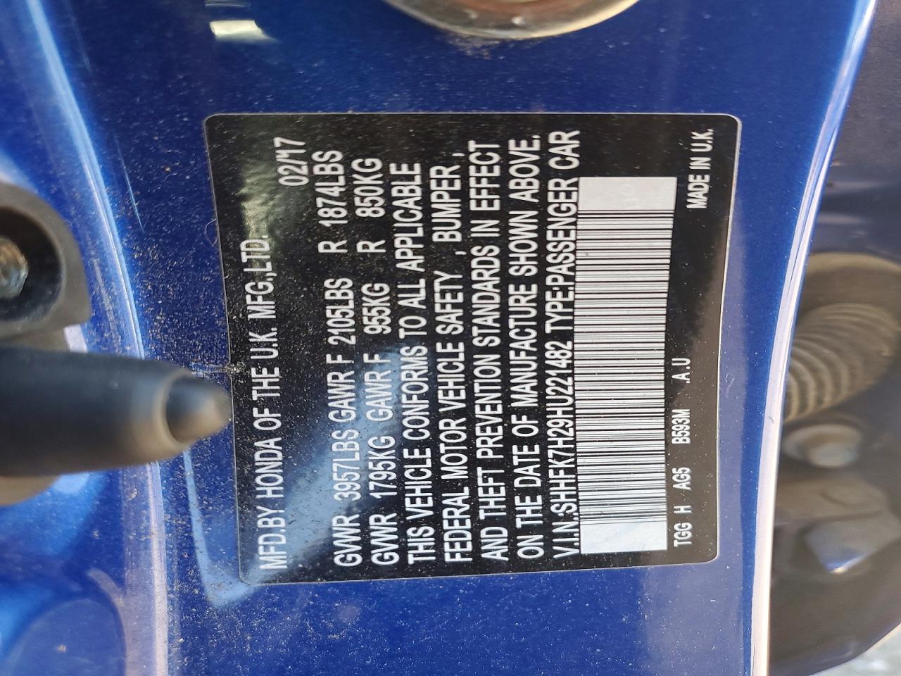 2017 HONDA CIVIC LX photo 34
