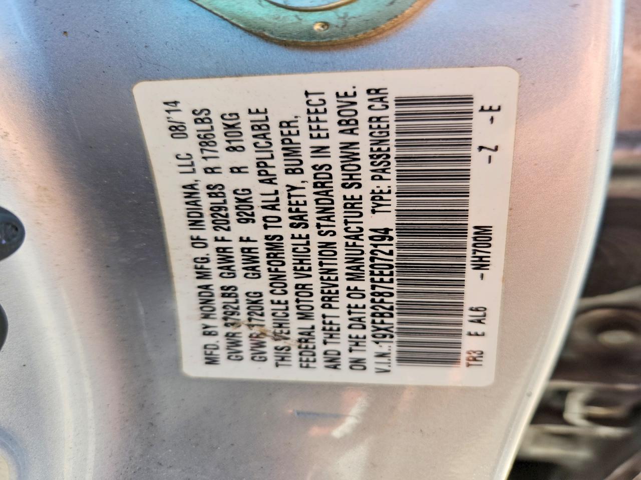 2014 HONDA CIVIC EX photo 25