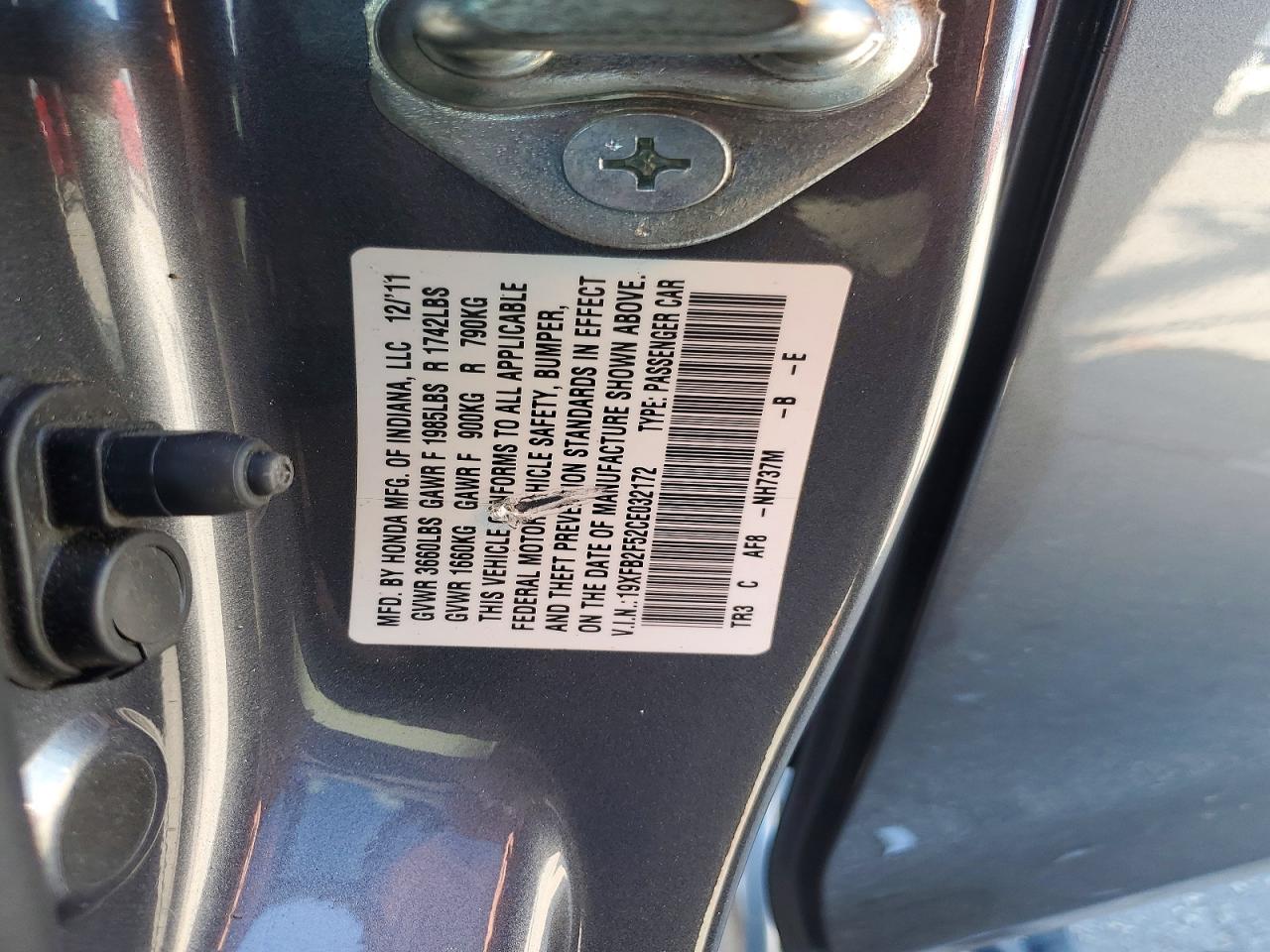 2012 HONDA CIVIC LX photo 13