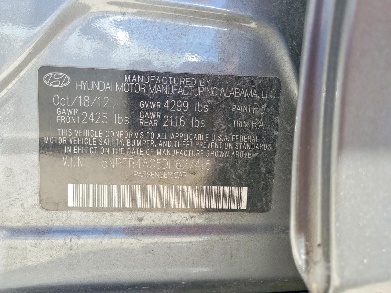 2013 HYUNDAI SONATA GLS photo 12