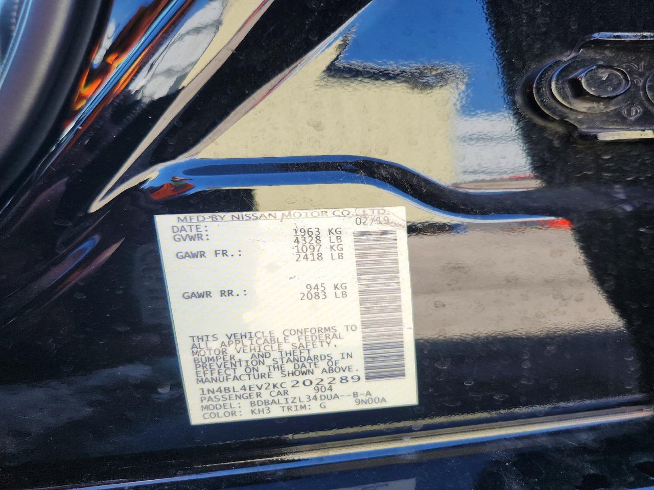 2019 NISSAN ALTIMA SL photo 12