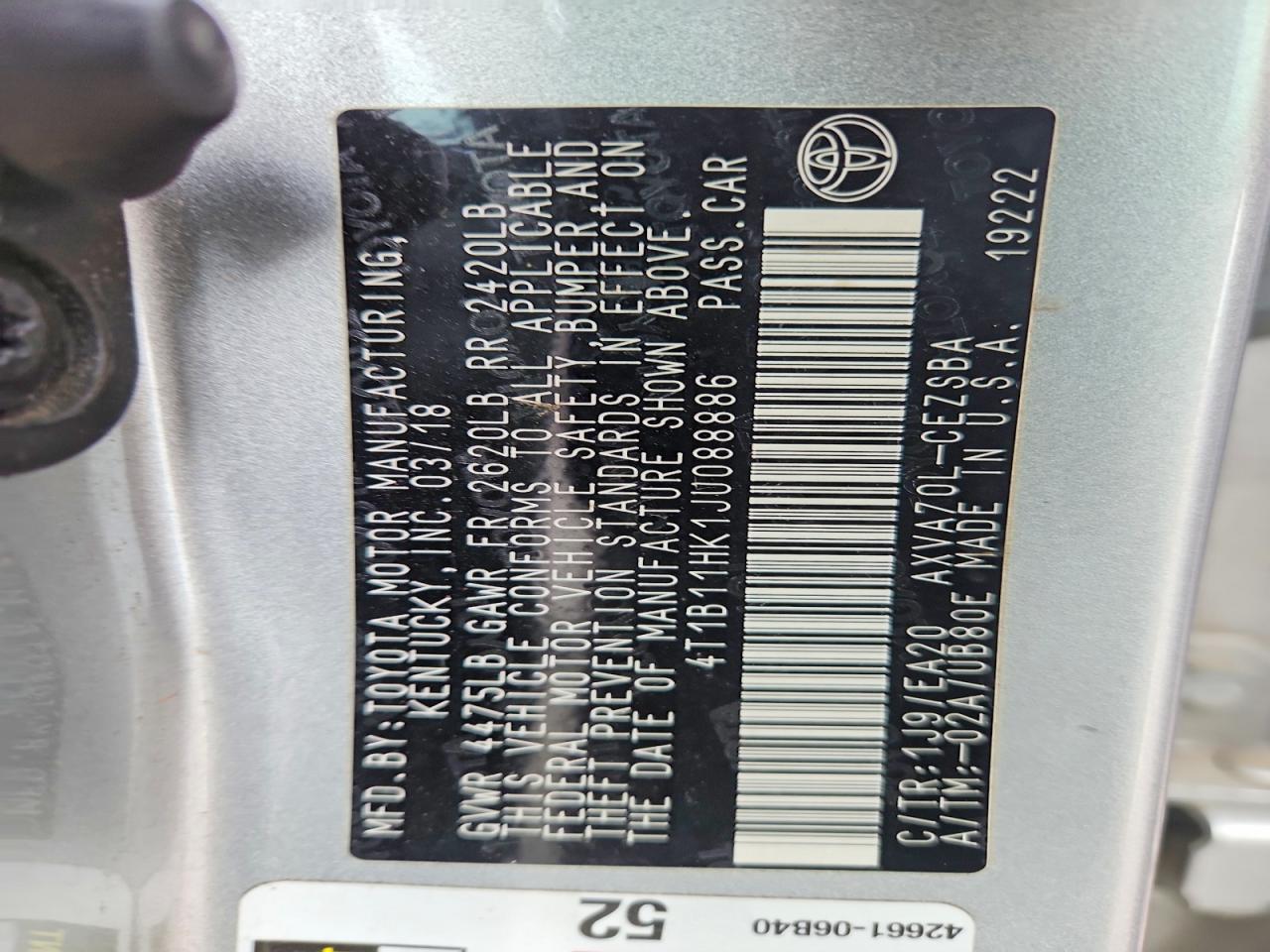 2018 TOYOTA CAMRY SE photo 23
