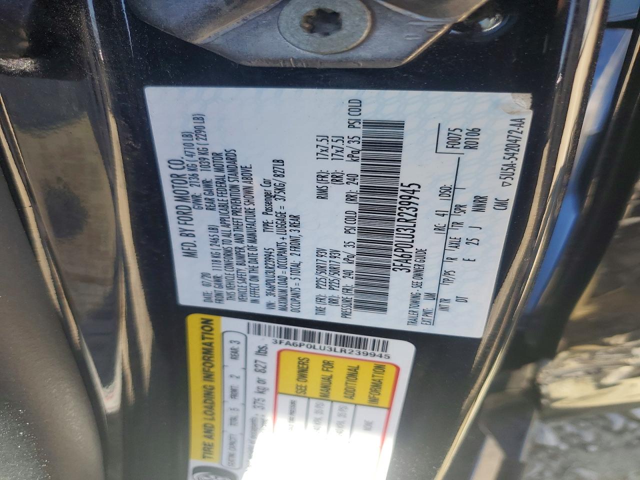 2020 FORD FUSION SE photo 23