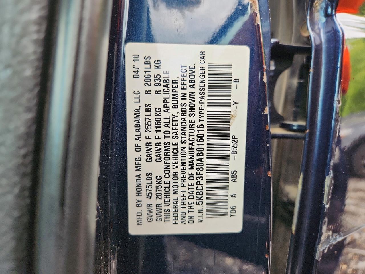 2010 HONDA ACCORD EXL photo 12
