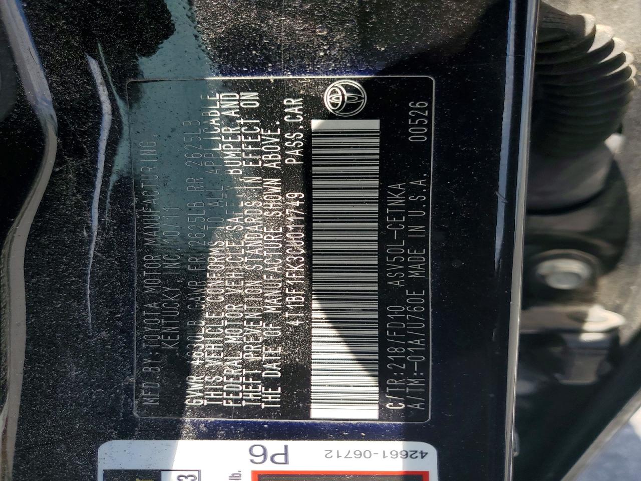 2012 TOYOTA CAMRY LE photo 23