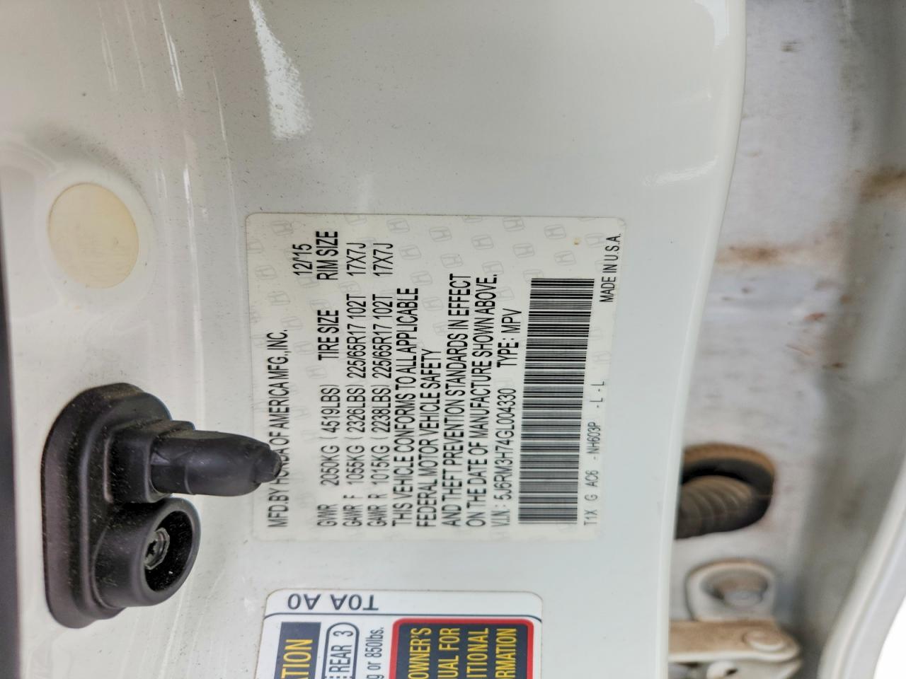 2016 HONDA CR-V EXL photo 23