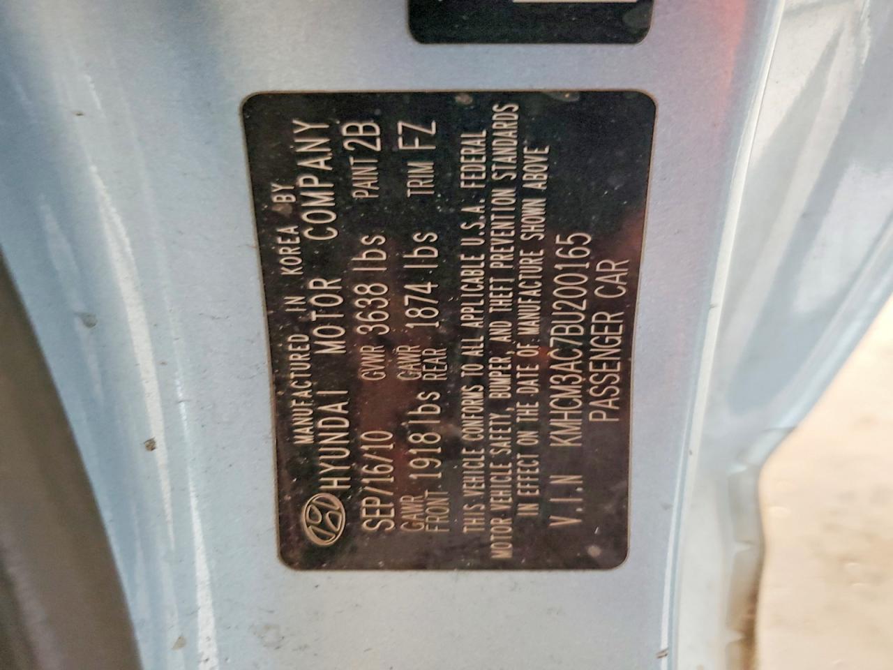 2011 HYUNDAI ACCENT GL photo 12