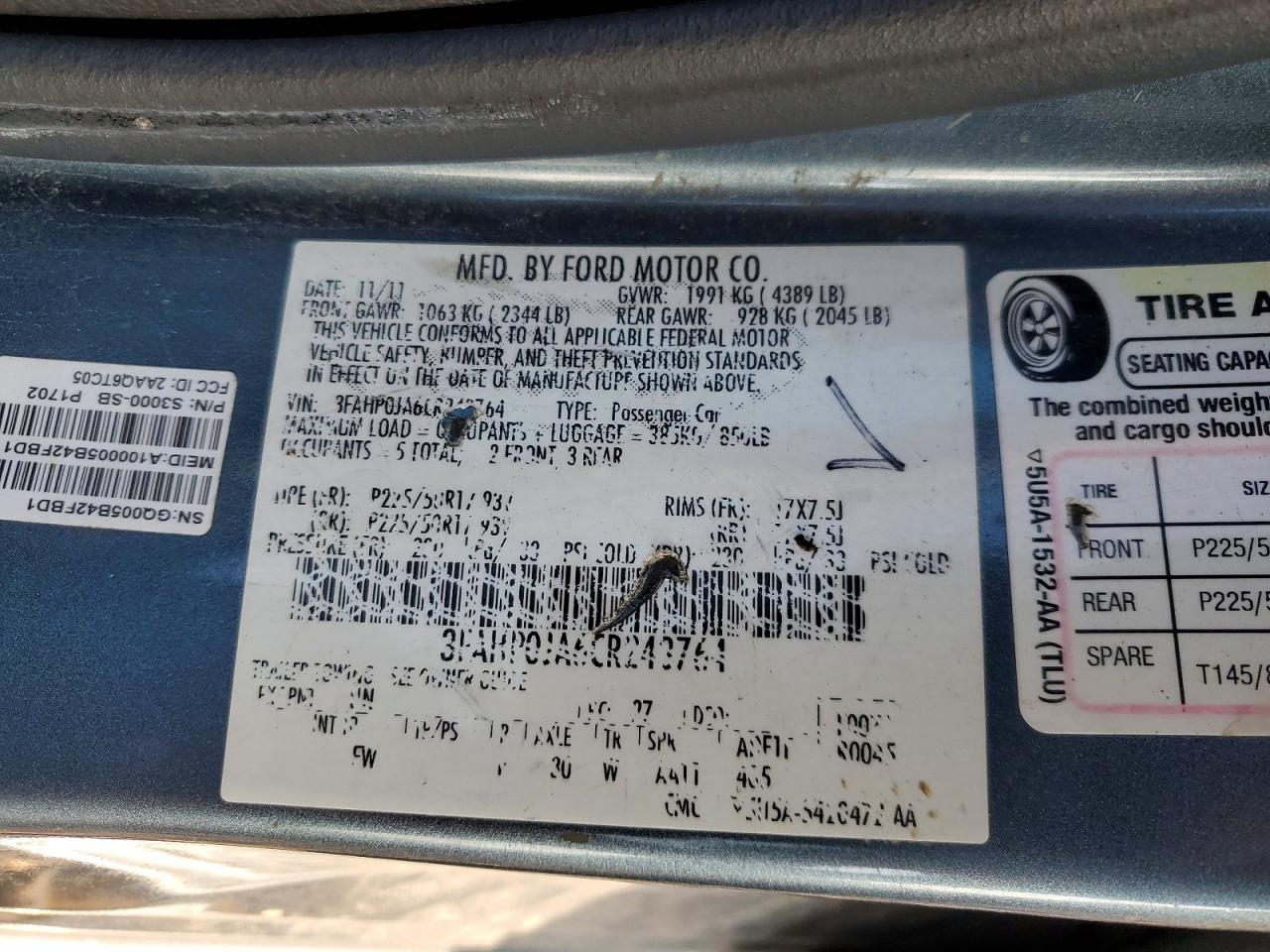 2012 FORD FUSION SEL photo 23