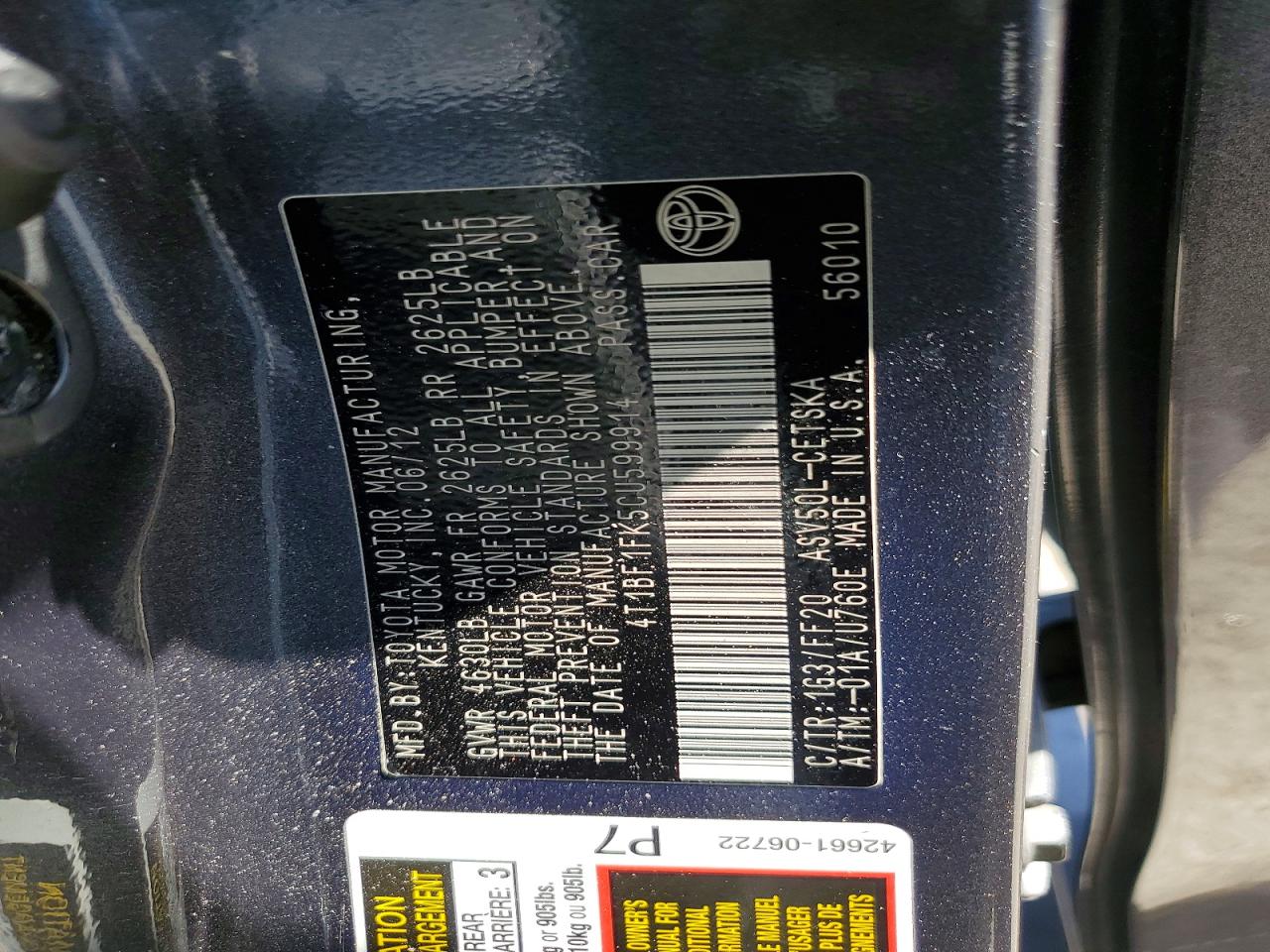 2012 TOYOTA CAMRY SE photo 34