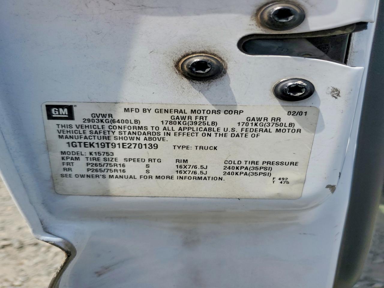 2001 GMC NEW SIERRA K1500 photo 13